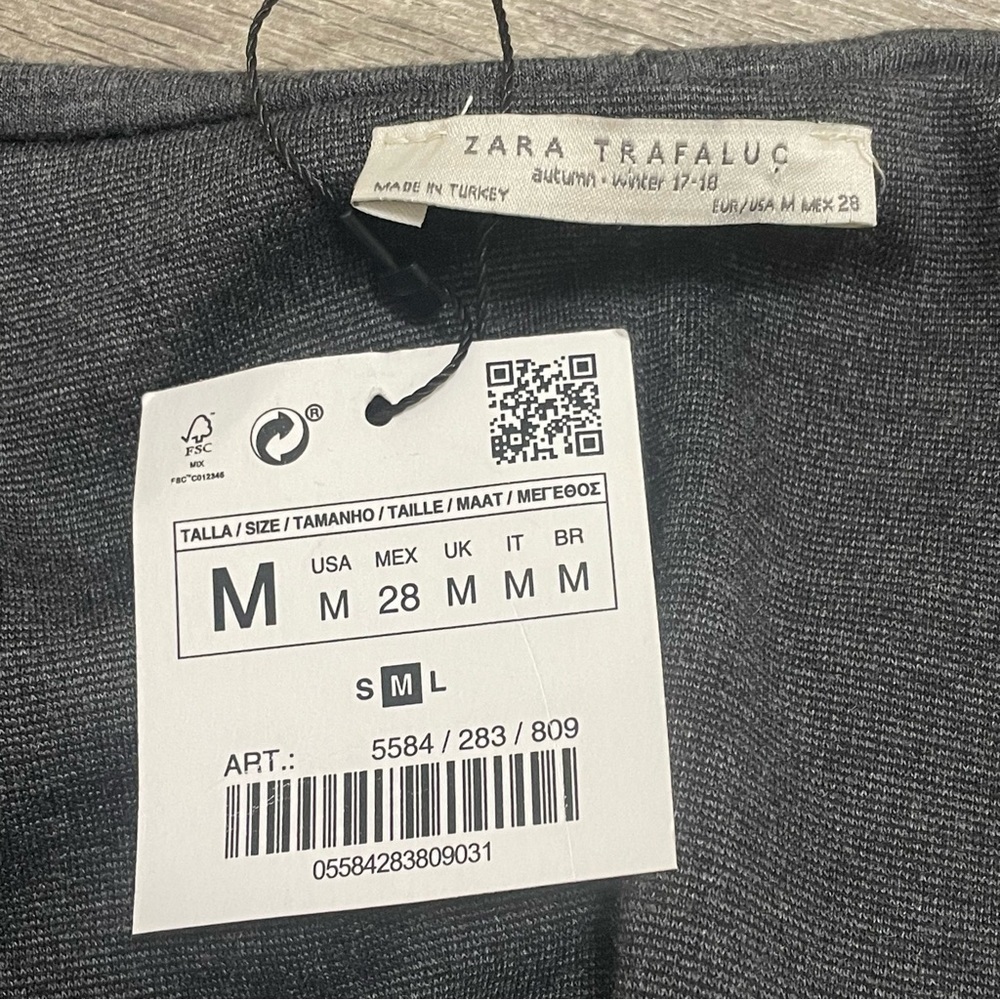 ZARA Women's Off the Shoulder Knee Length Dress Gray Short Sleeve Sz M NWT - Picture 5 of 7